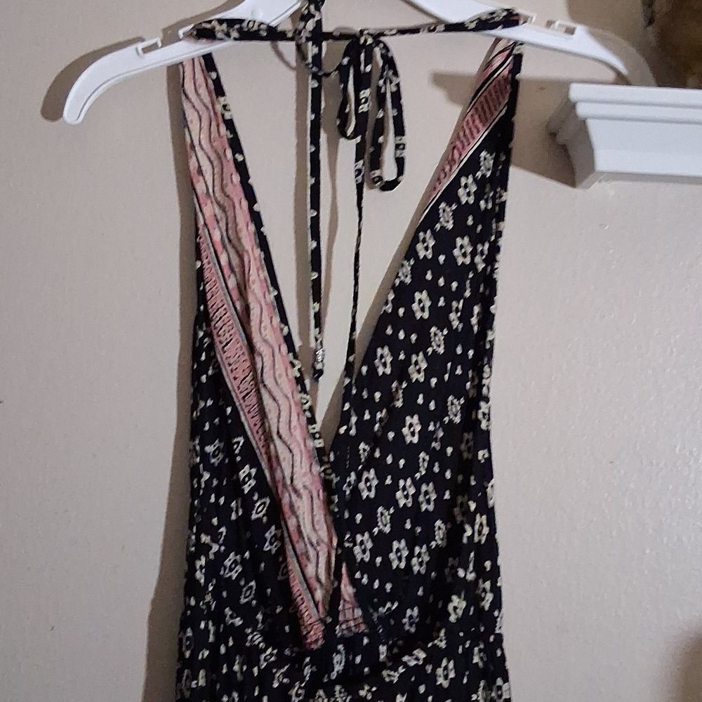 Angie Floral Black Backless Boho Jumpsuit Size Small - Picture 5 of 6